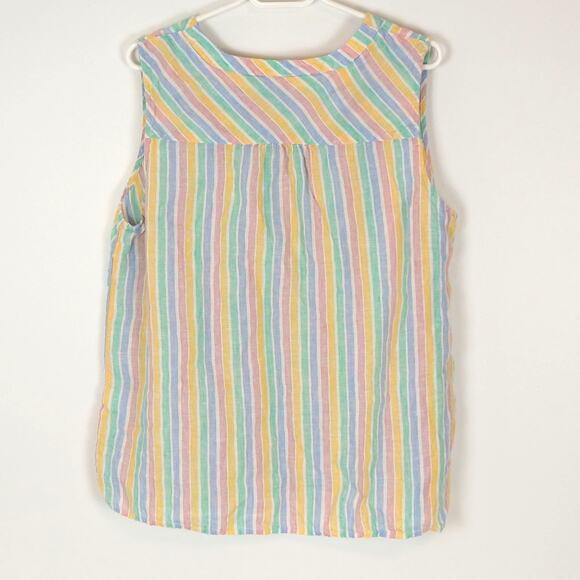 Talbots Linen Trapunto Shell Tank Women's XL Plus Stripe Rainbow Colorful Top - Picture 3 of 8